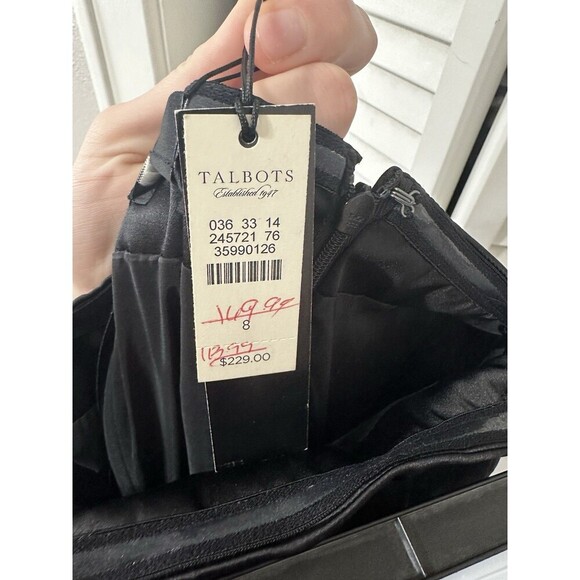 NWT Talbots Sleeveless Satin Black Strapless Maxi Dress Slit Size 8 Wedding - Picture 8 of 8